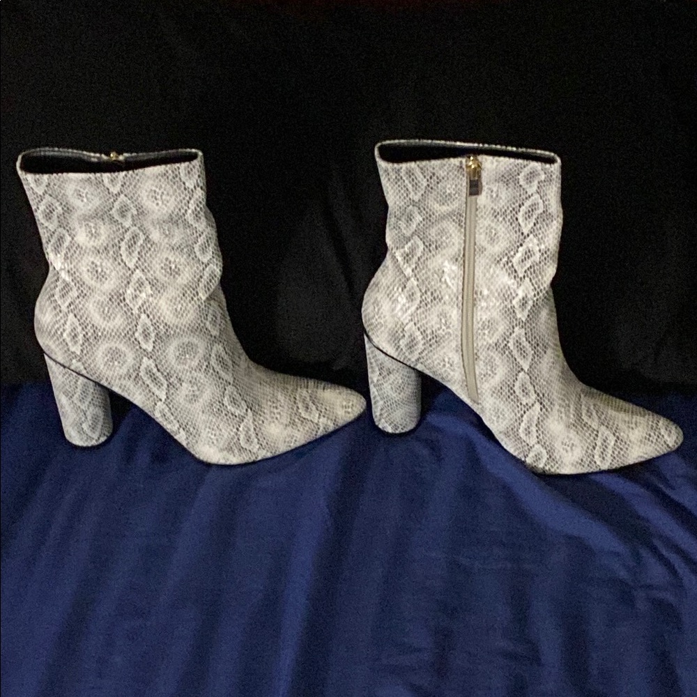 Snakeskin Patterned Ankle Boots